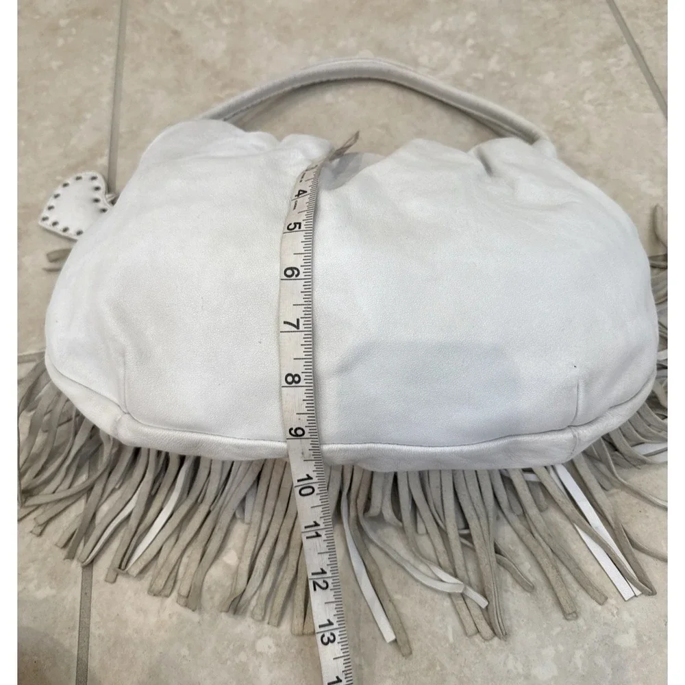 Roberta Gandolfi Handbag Italy Leather White Fringe Shoulder Bag Western Boho